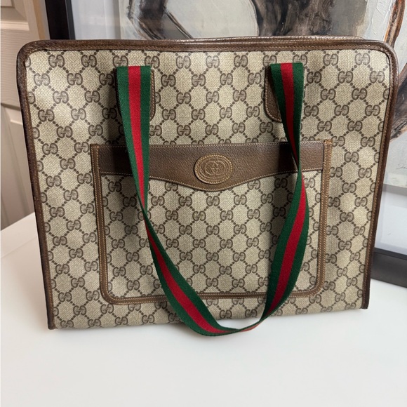 BUNDLE SALE! Gucci Beige and Brown Tote with Green and Red Straps - Picture 2 of 3